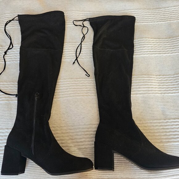 Lulus Tahlia Black Over-the-Knee Boots. Size: 10 - Picture 4 of 8